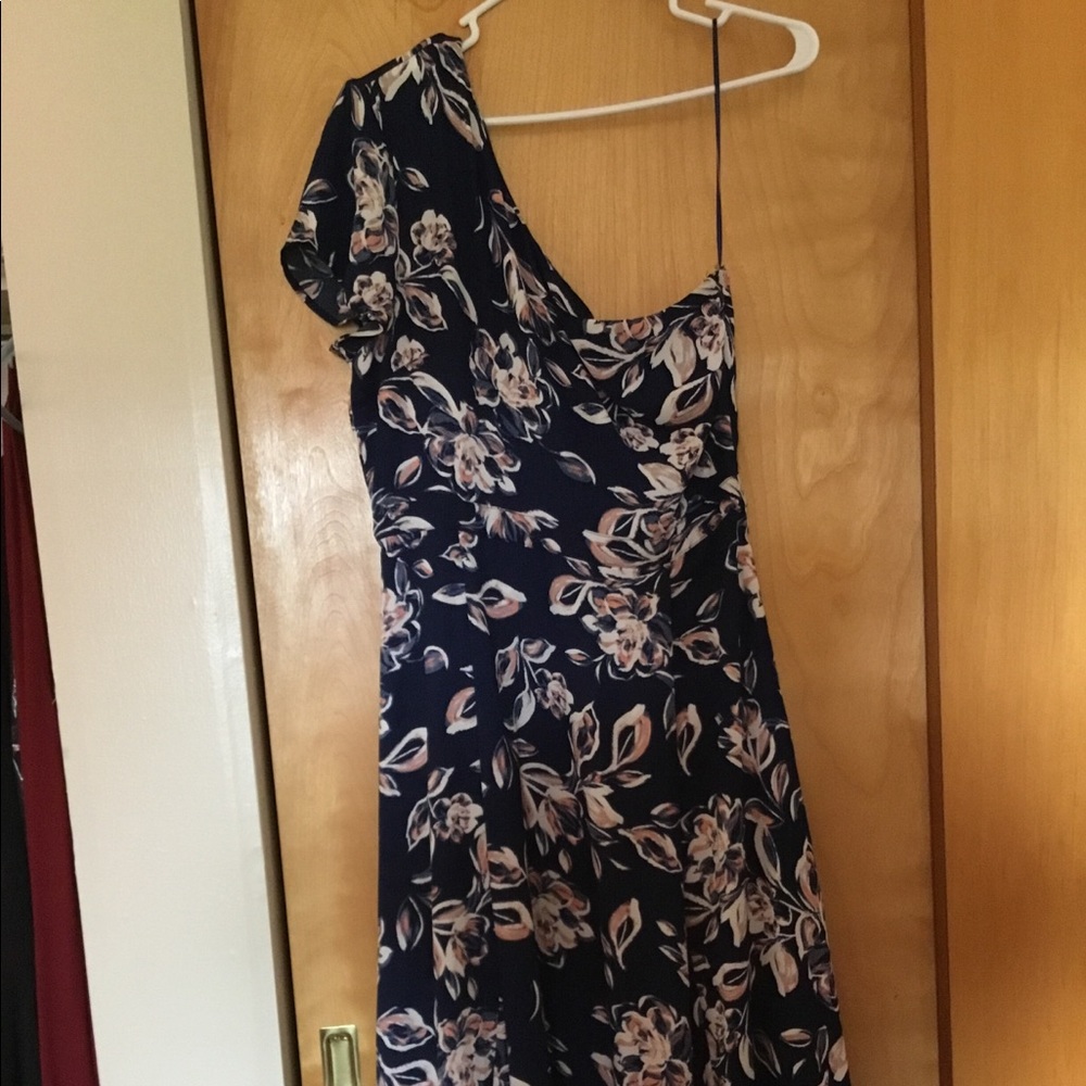 One shoulder, blue w/pink floral dress NWT!